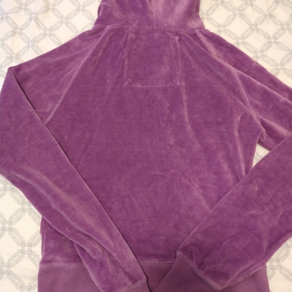M Pink purple velour hoodie sweater missing bottom dog on zipper - Picture 6 of 8